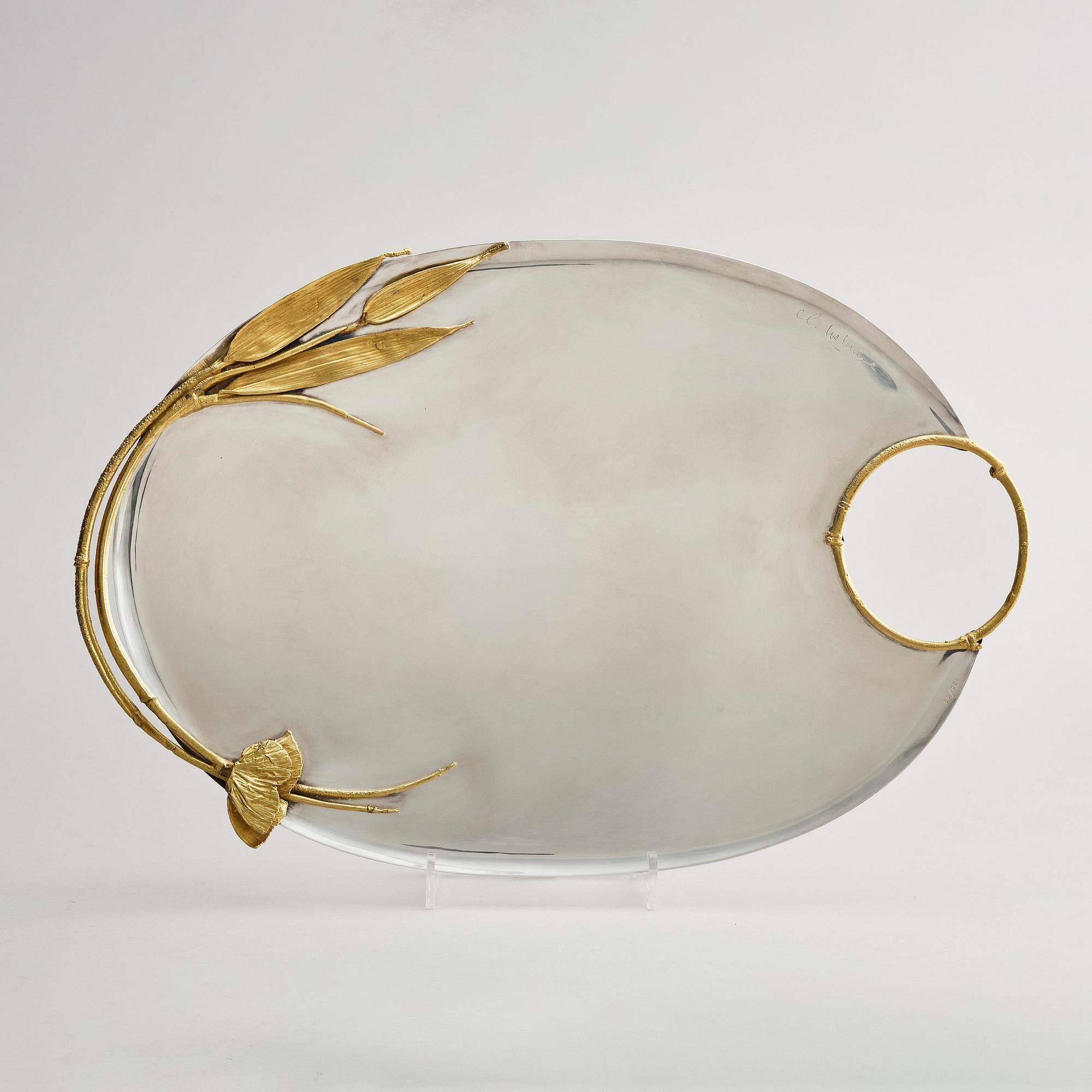 Claude Lalanne, a silver plated and part gilt tray, ed. 86/250, Artcurial, France, 1980.
