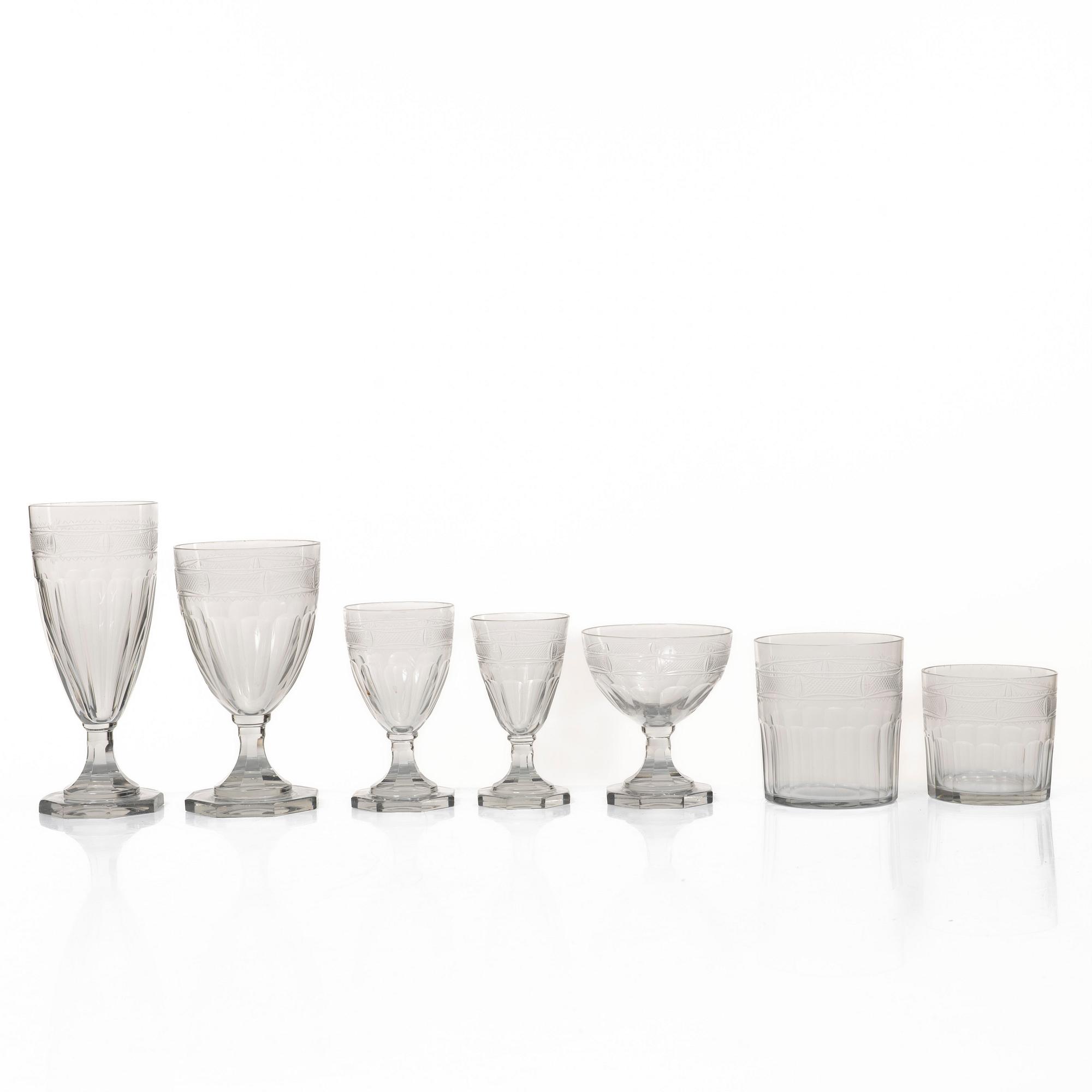 Gerda Strömberg, glasservis, 116 delar, "Hörningsholm", Strömbergshyttan.