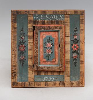 VÄGGSKÅP, allmoge omkring år 1800.