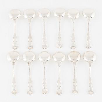 Twelve silver bouillon spoons, CG Hallberg, Stockholm, 1949-55.