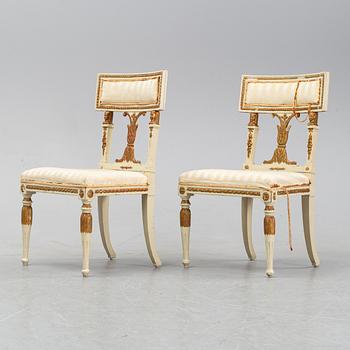 A pair of late Gustavian chairs, circa 1800.