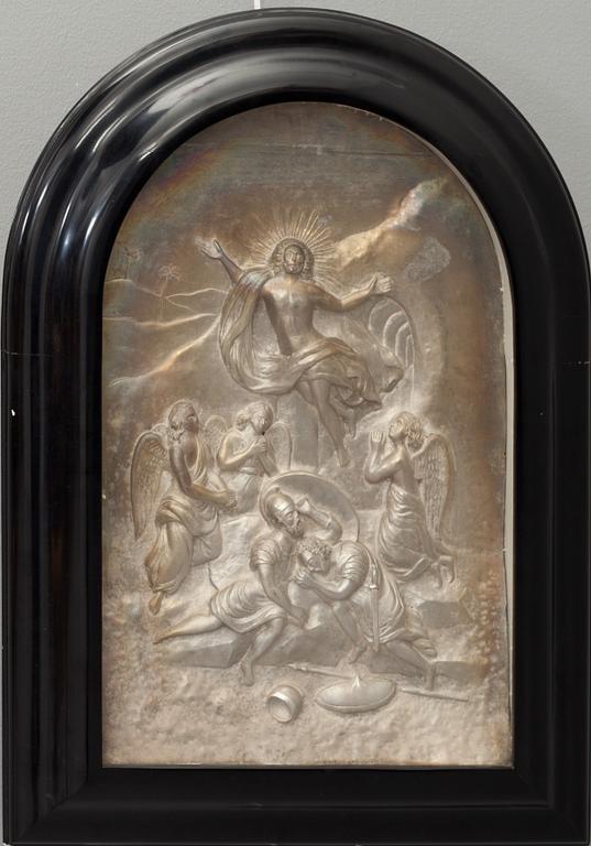 CARL JOHAN BOSTRÖM, relief, försilvrad koppar, på bakstyckets insida signerad och daterad 1862.