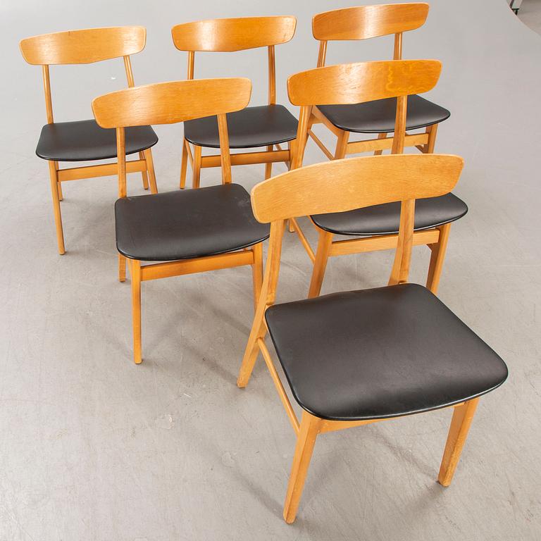 A set of six Danish beech chairs later part of the 20th century.