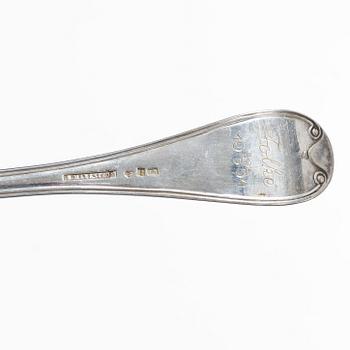 Tablespoons, 12 similar, silver, “French Lily”/“Old French”, 19th century, including Bror Erik Skogsborg, Eskilstuna, 1859.
