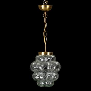 TAKLAMPA, glas och mässing, Ture Berglund, Skansen Stockholm, 1900-talets andra hälft.