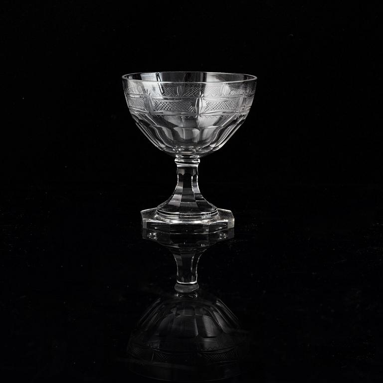 Gerda Strömberg, an early 20th century 37-pcs glass servis "Hörningsholm", Strömbergshyttan, Sweden.