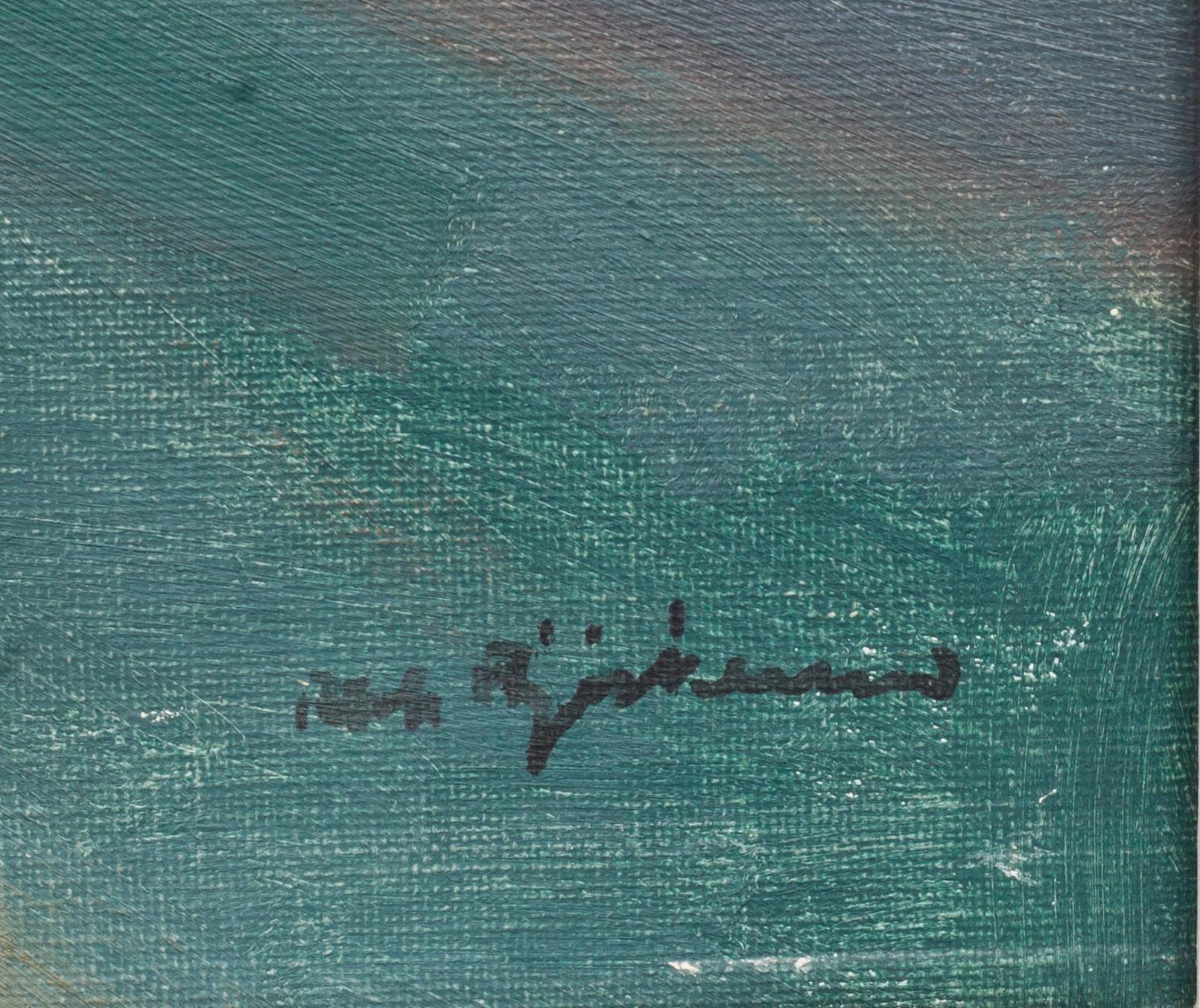 RICHARD BJÖRKLUND, olja på pannå. Signerad.