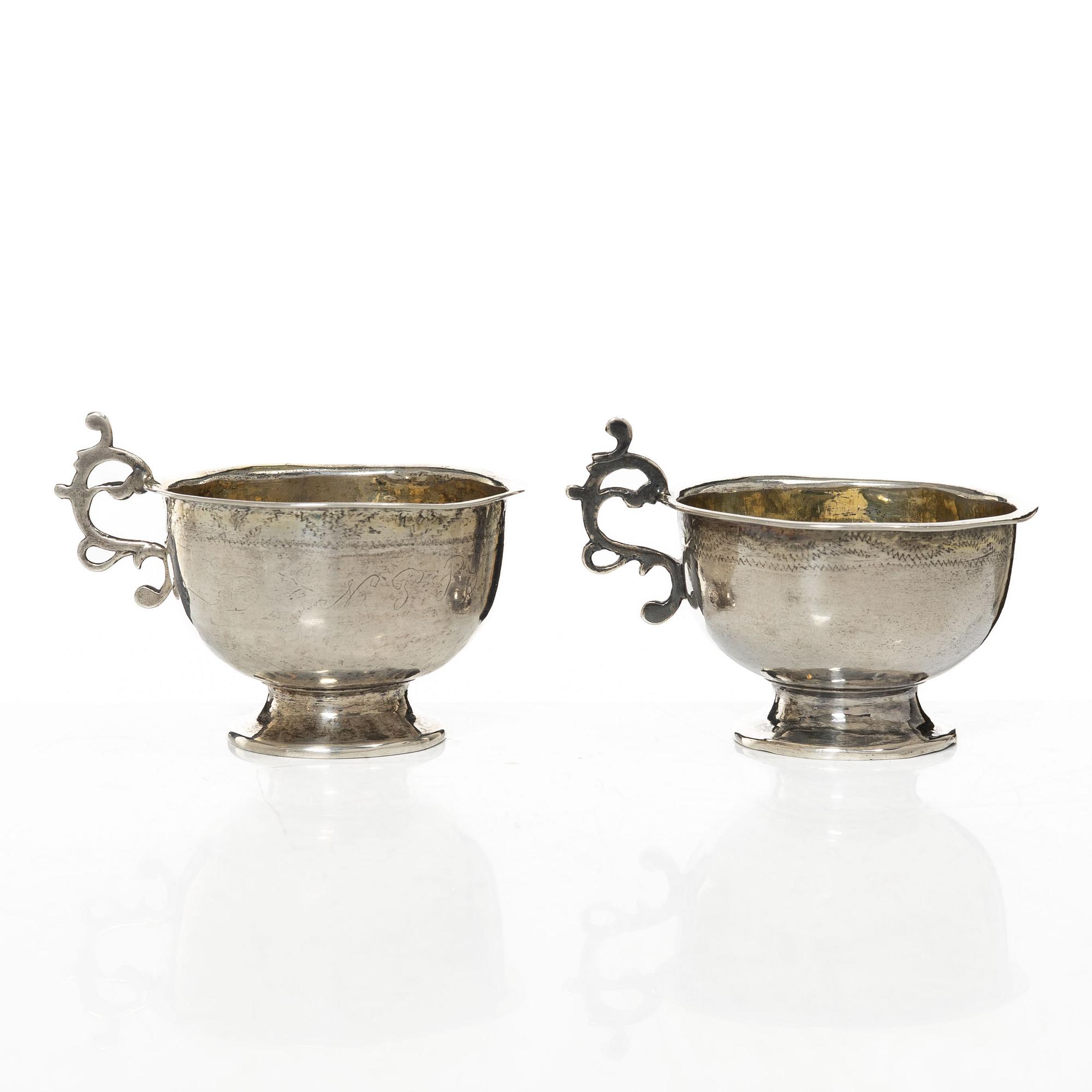 Erik Ericson, supkoppar, ett par, silver, Uppsala 1788.