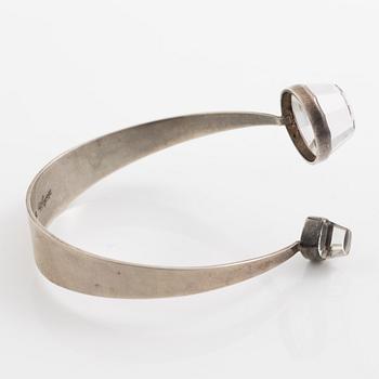 Arm ring and ring, silver with rock crystal, arm ring by Gert Thysell,