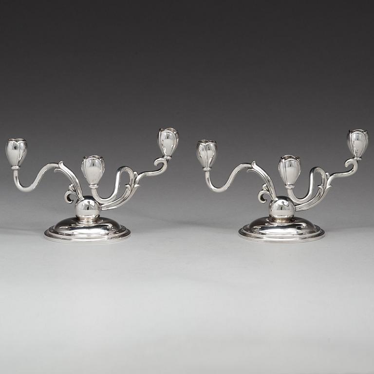 A pair of W.A. Bolin silver candlesticks, Stockholm 1934.