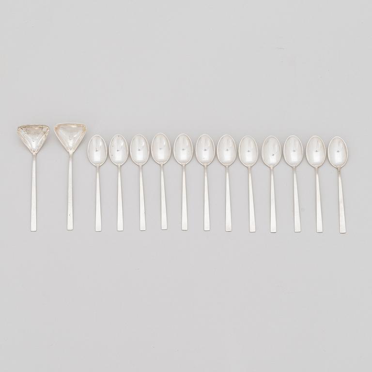 Bertel Gardberg, a 110-piece set of "Birgitta" silver cutlery, marked BG, Hopeatehdas oy, Helsinki 1956-65.