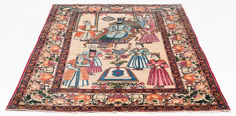 An antique Kerman Raver rug, ca 225 x 141 cm.