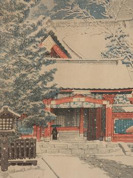 Kawase Bunjiro Hasui, Snow at Hie Shrine (Shato no yuki . Hie Jinja), Showa period, 20th century.