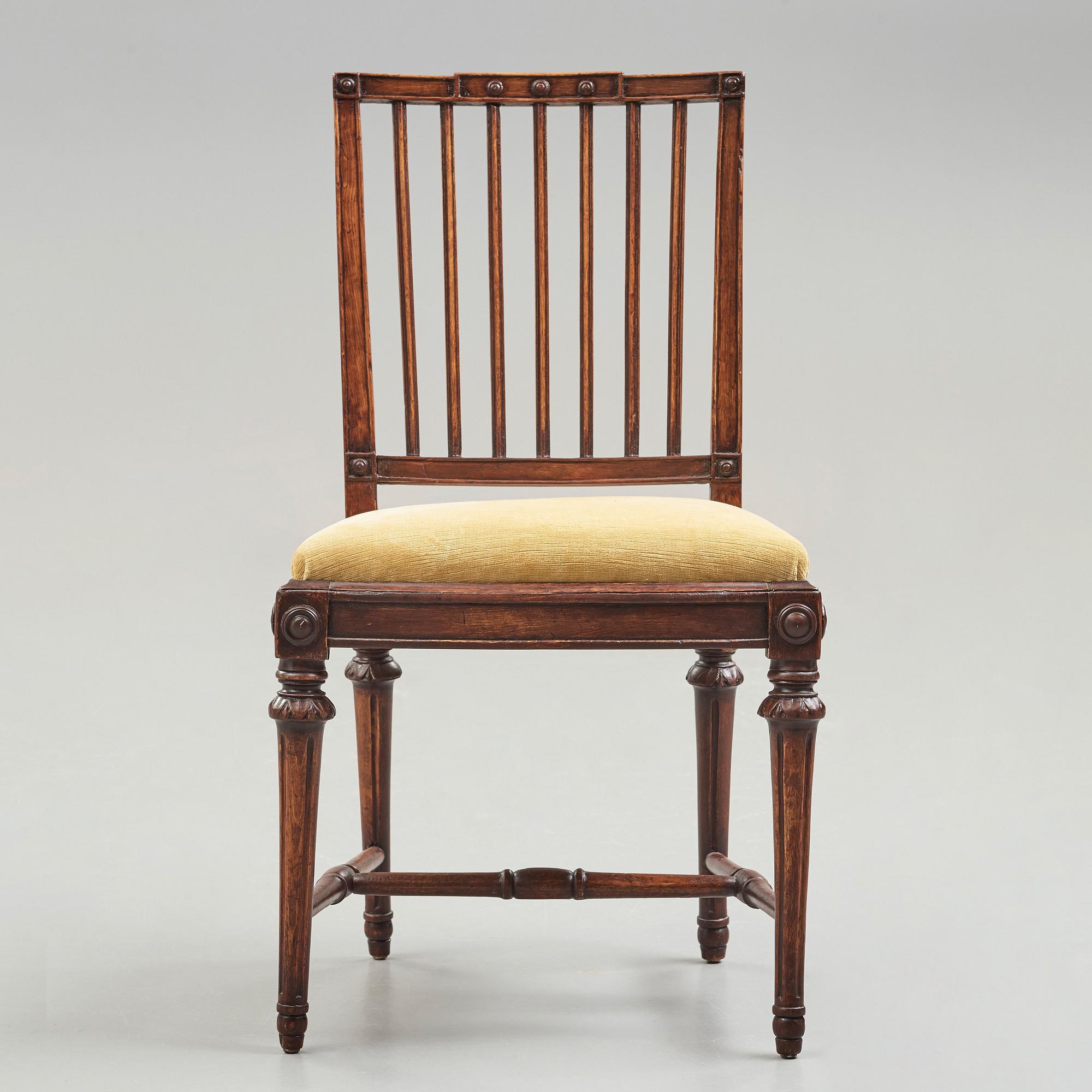 Six Gustavian chairs by Johan Erik Höglander (master in Stockholm 1777).