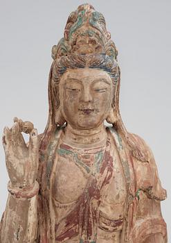 A wooden Guanyin, presumably Ming dynasty.