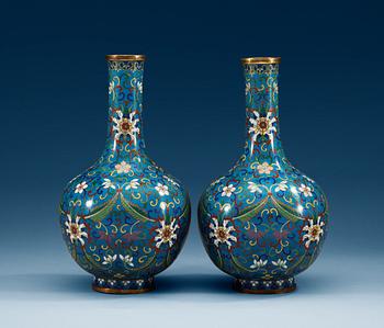 A pair of cloisonne vases, Qing dynasty, 19th Century.