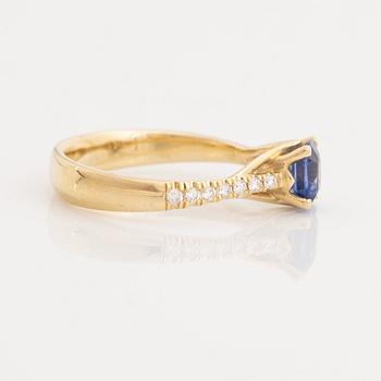 Sapphire and brilliant cut diamond ring.