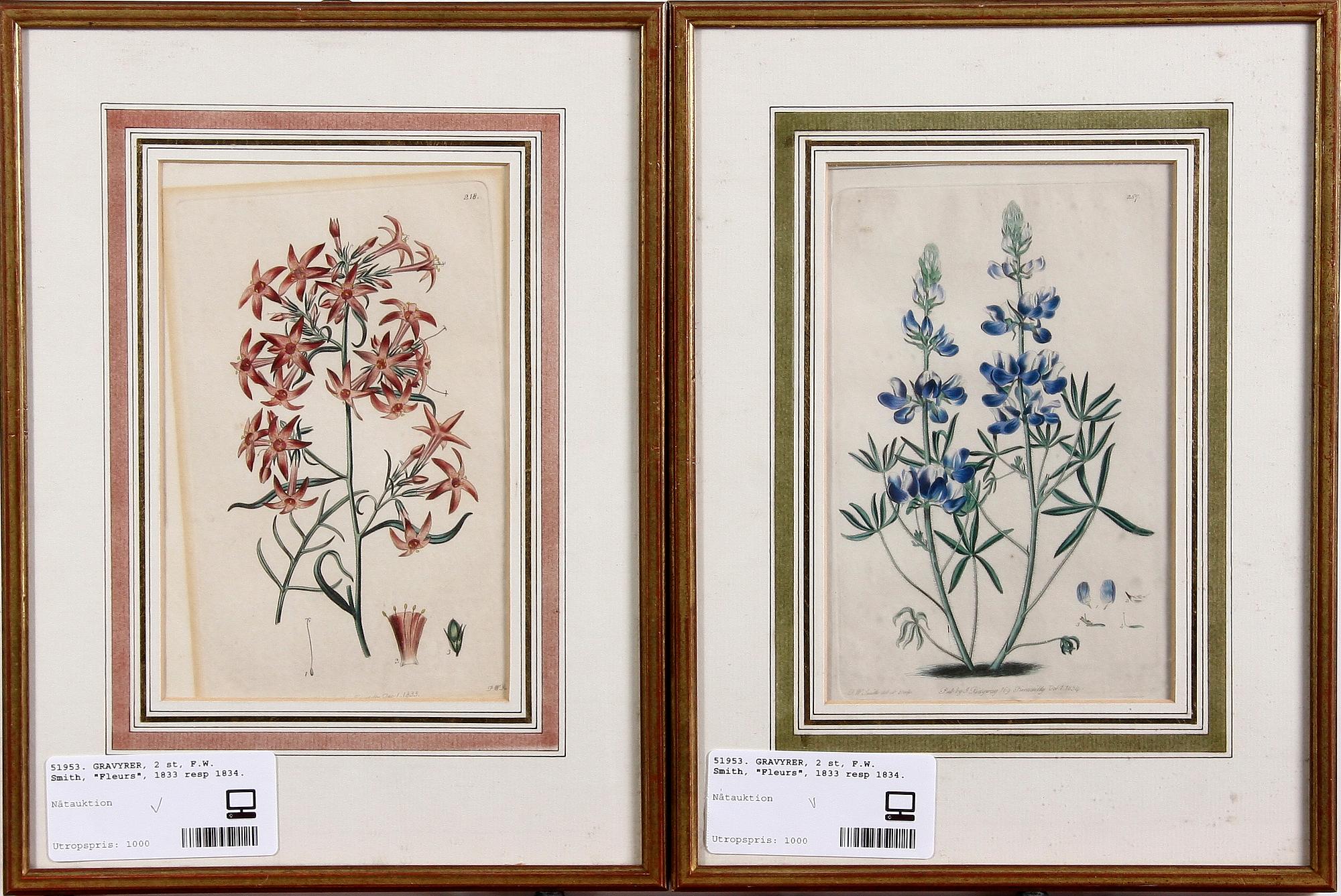 GRAVYRER, 2 st, F.W. Smith, "Fleurs", 1833 resp 1834.