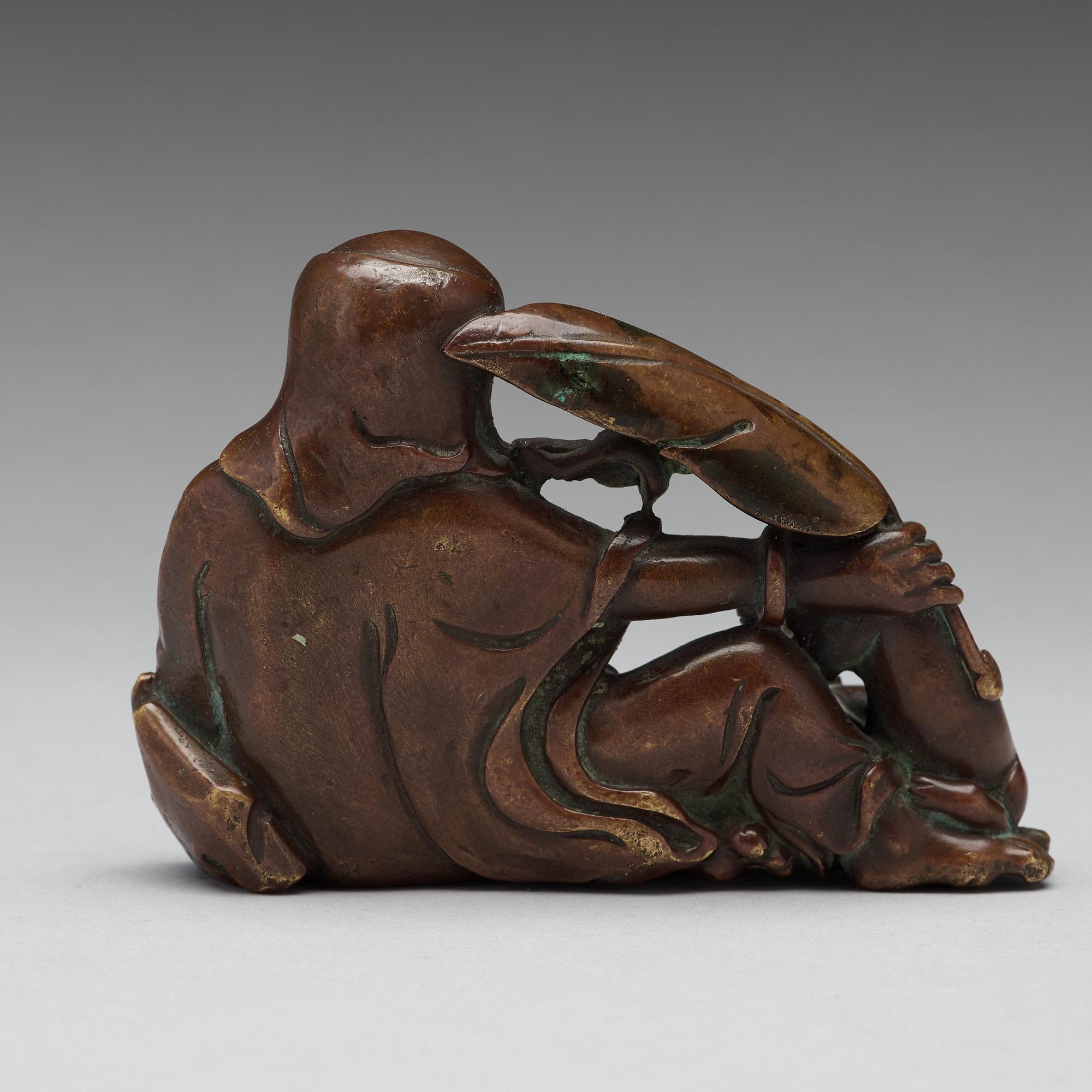 A bronze sculpture of one of the immortals, Qing dynasty, 18/19th Century.