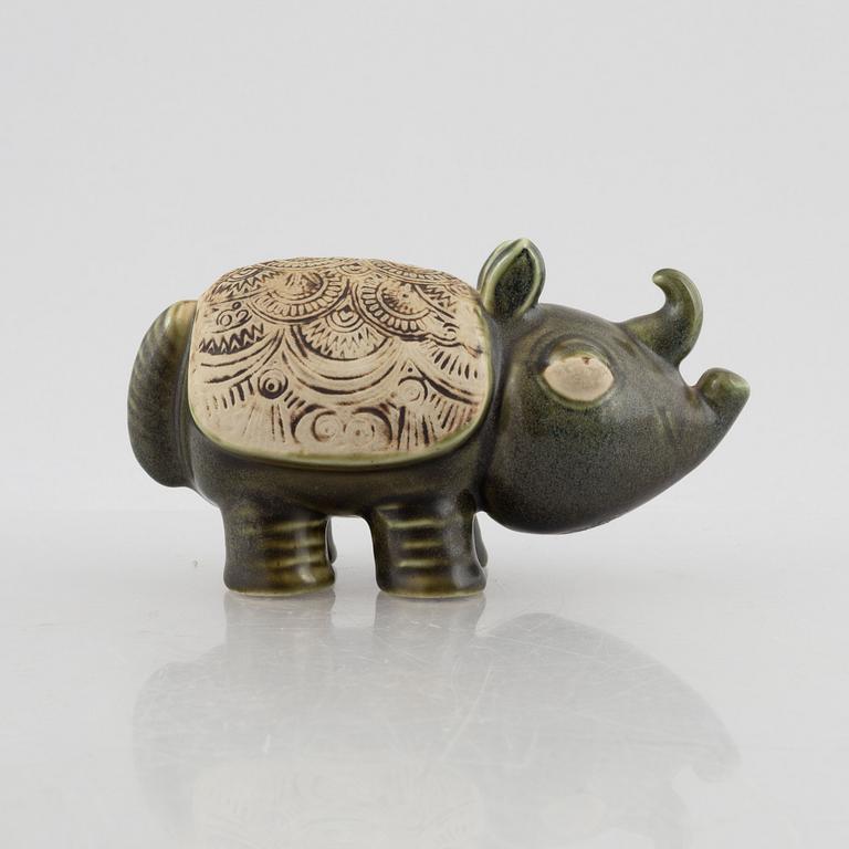 Lisa Larson, figurin, stengods, "Noshörning" ur serien "Jura", Gustavsberg.