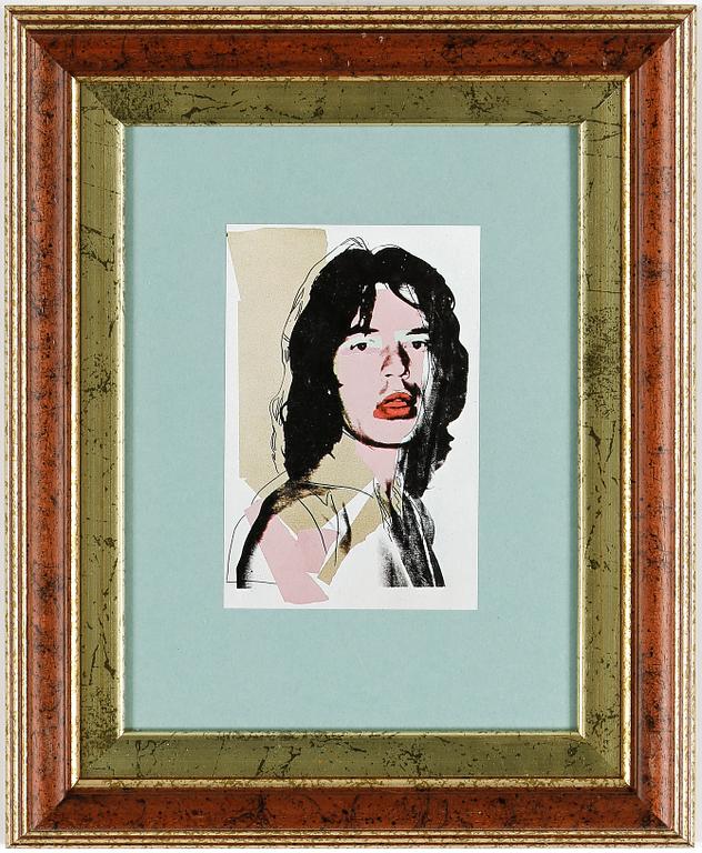 ANDY WARHOL efter, färgoffsettryck, ANNOUNCEMENT CARD, Mick Jagger, 1975.