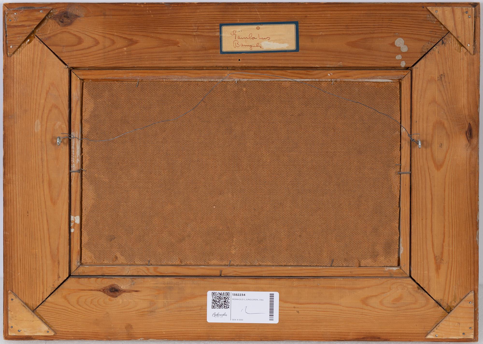 Reinhold Ljunggren, olja på pannå, signerad.