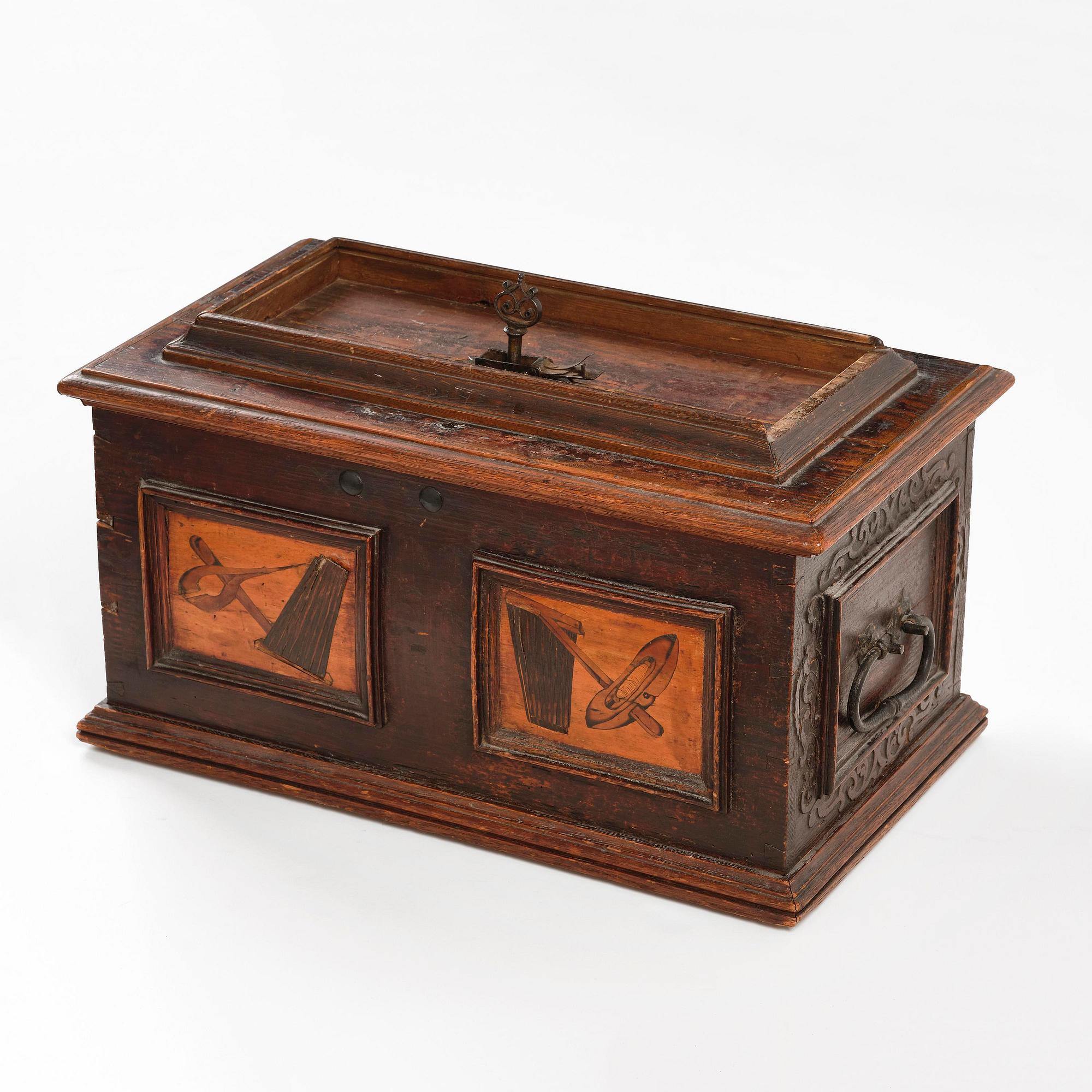 A South-German baroque 'Zunftruhe' guild casket for a weaver's guild, dated 1659.