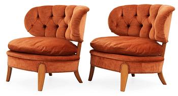 618. A pair of Otto Schulz 'Schulz' easy chairs, Jio Möbler, 1940-50's.