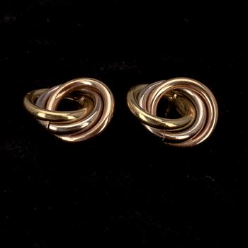 ÖRHÄNGEN, "trinity" flerfärgsguld 18K. Italien. Vikt 3,3 g.