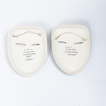 Lisa Larson, two masks, K-studion, Gustavsberg.