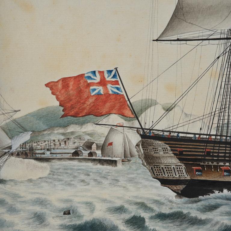 R Freeman, 17th/18th century  The frigate "Dutton" at Dover.
