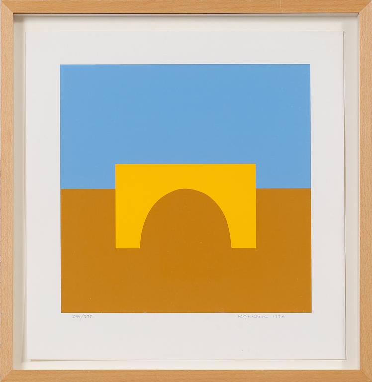 K G NILSSON, färglitografi, signerad, daterad 1997 och numrerad 244/295.