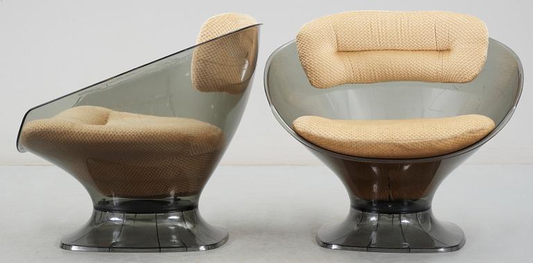 STOLAR, ett par, "Space age plexi ball chair" Raphel Raffel, 1960/70-tal.