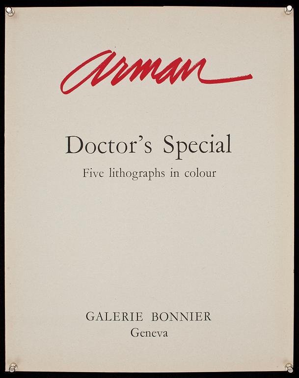 FERNANDEZ ARMAN, "Doctor's special". Mapp med 5 st färglitografier. Sign o numr 194/250.