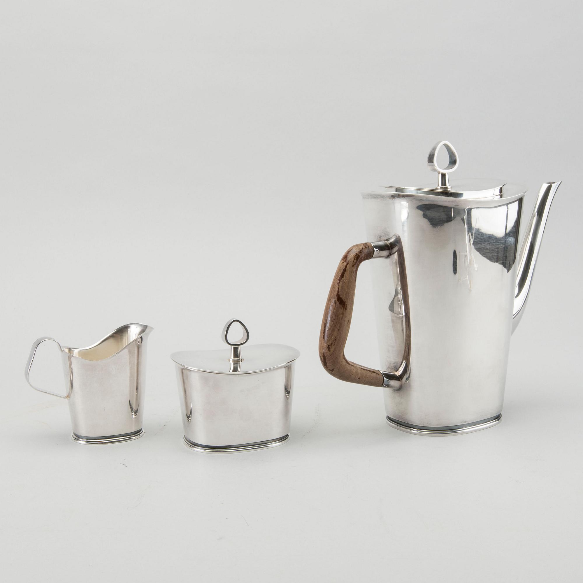 A 3 part 1960's GAB silver tea- and coffee set. Weight app. 1200 grams.