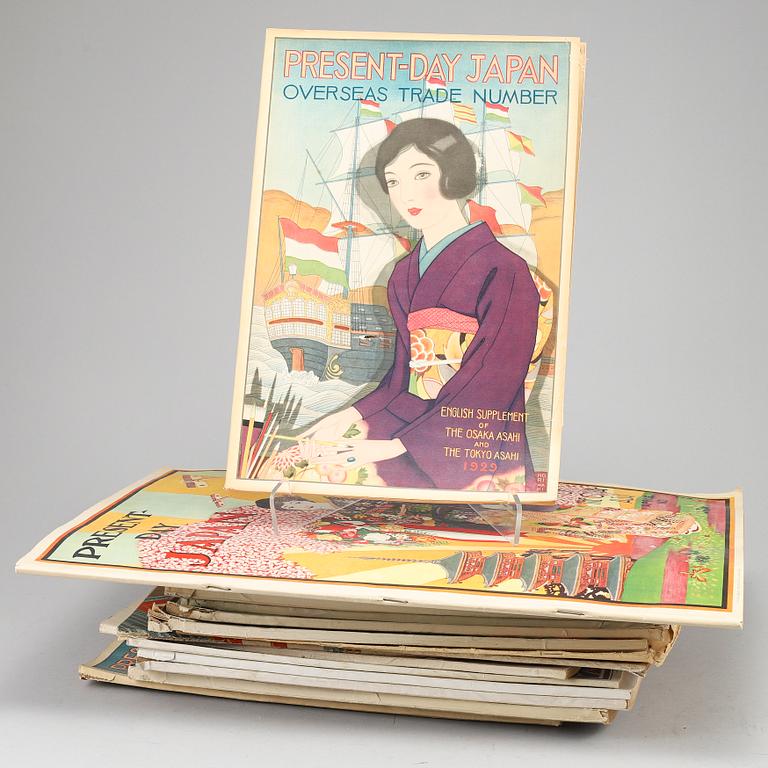 A group of Japanese magazines "Present day Japan, 1926-34" and SHOWA ENTHROEMENT PICTORIAL SPECIAL NUMBER.