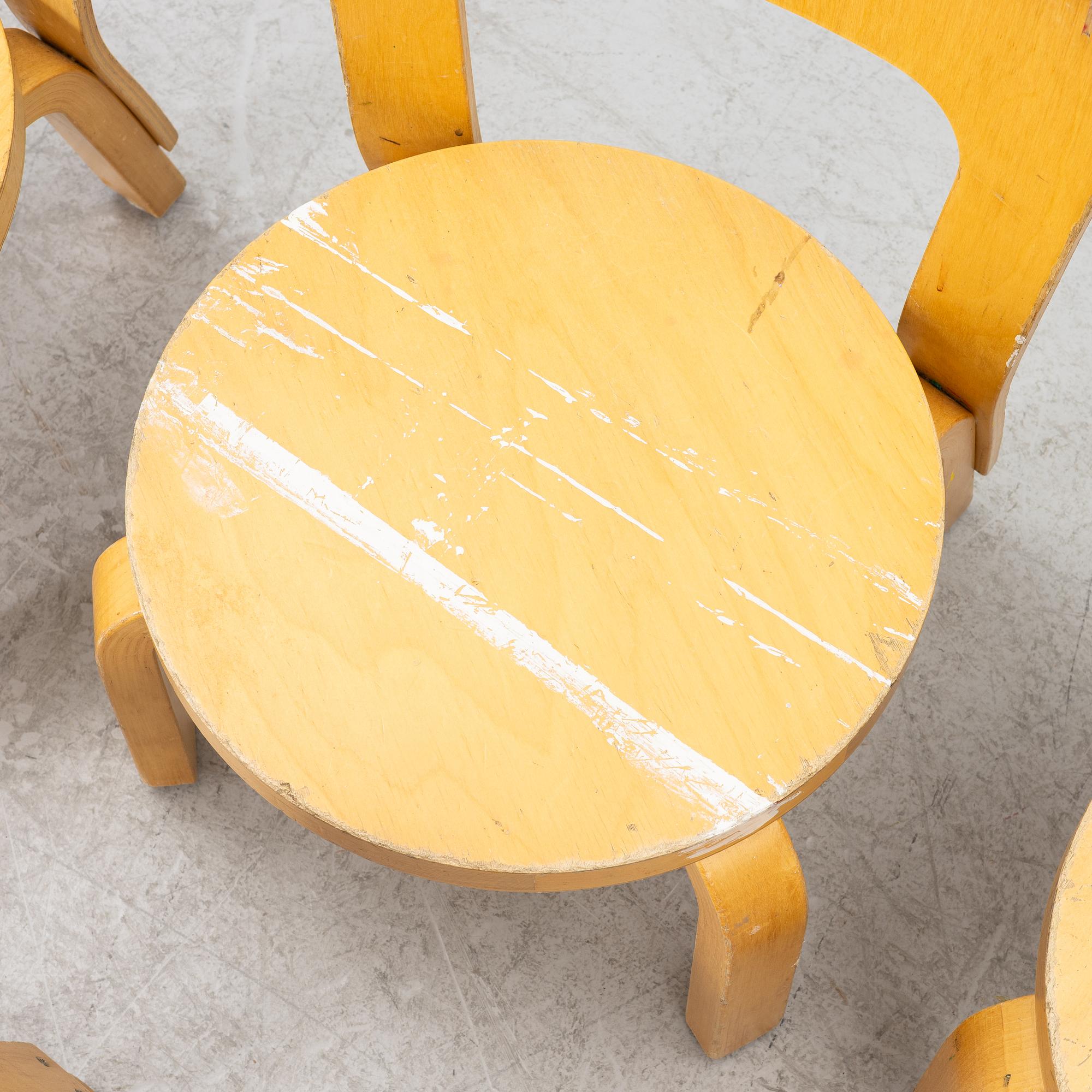 Alvar Aalto, barnstolar, 6 st, Artek, Finland.