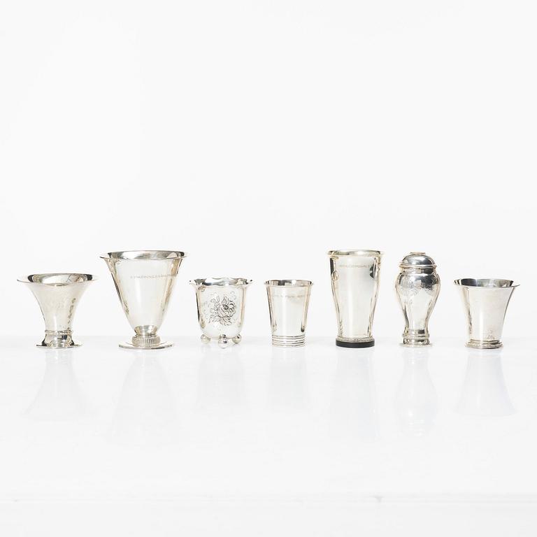 Bägare, 7 st, silver, GAB, 1900-tal.