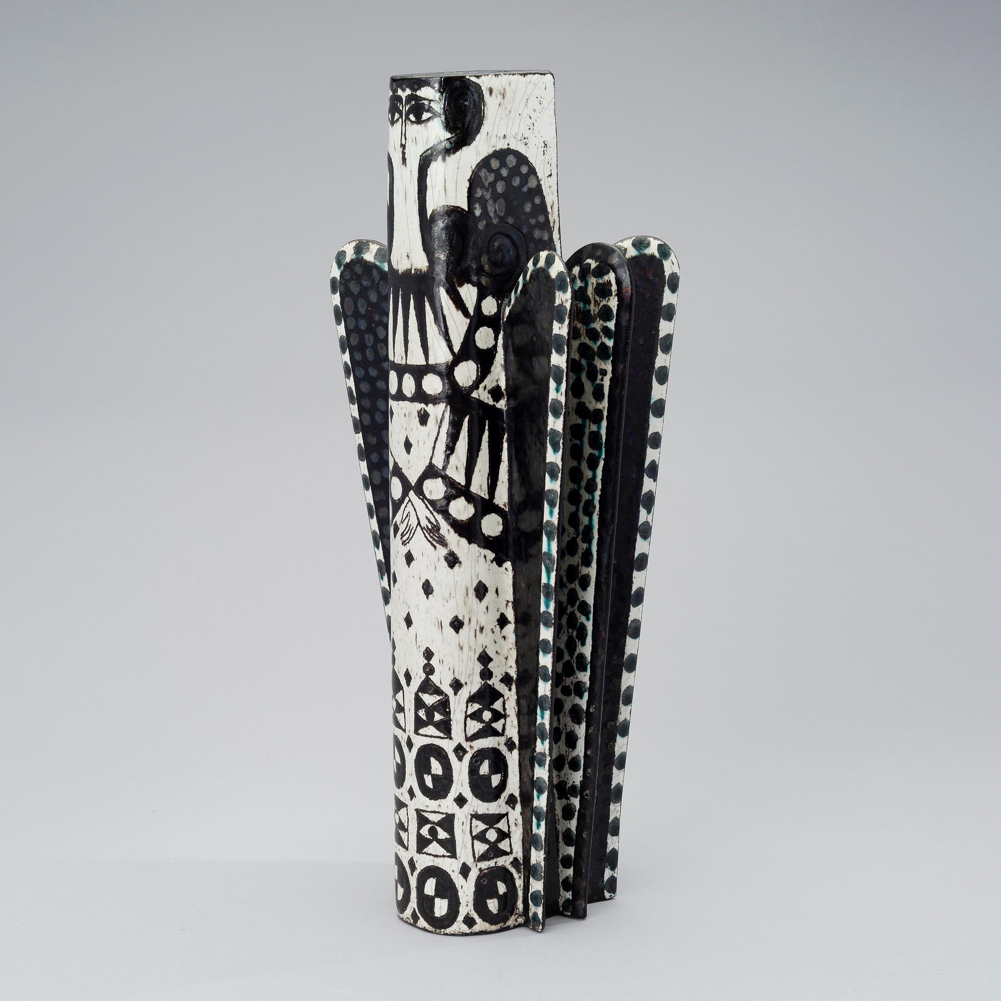 BIRGER KAIPIAINEN, A CERAMIC SCULPTURE. Angel. Signed Kaipiainen, R. Rörstrand, 1950s.