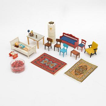 Doll's house with accessories, from around the mid-20th century.