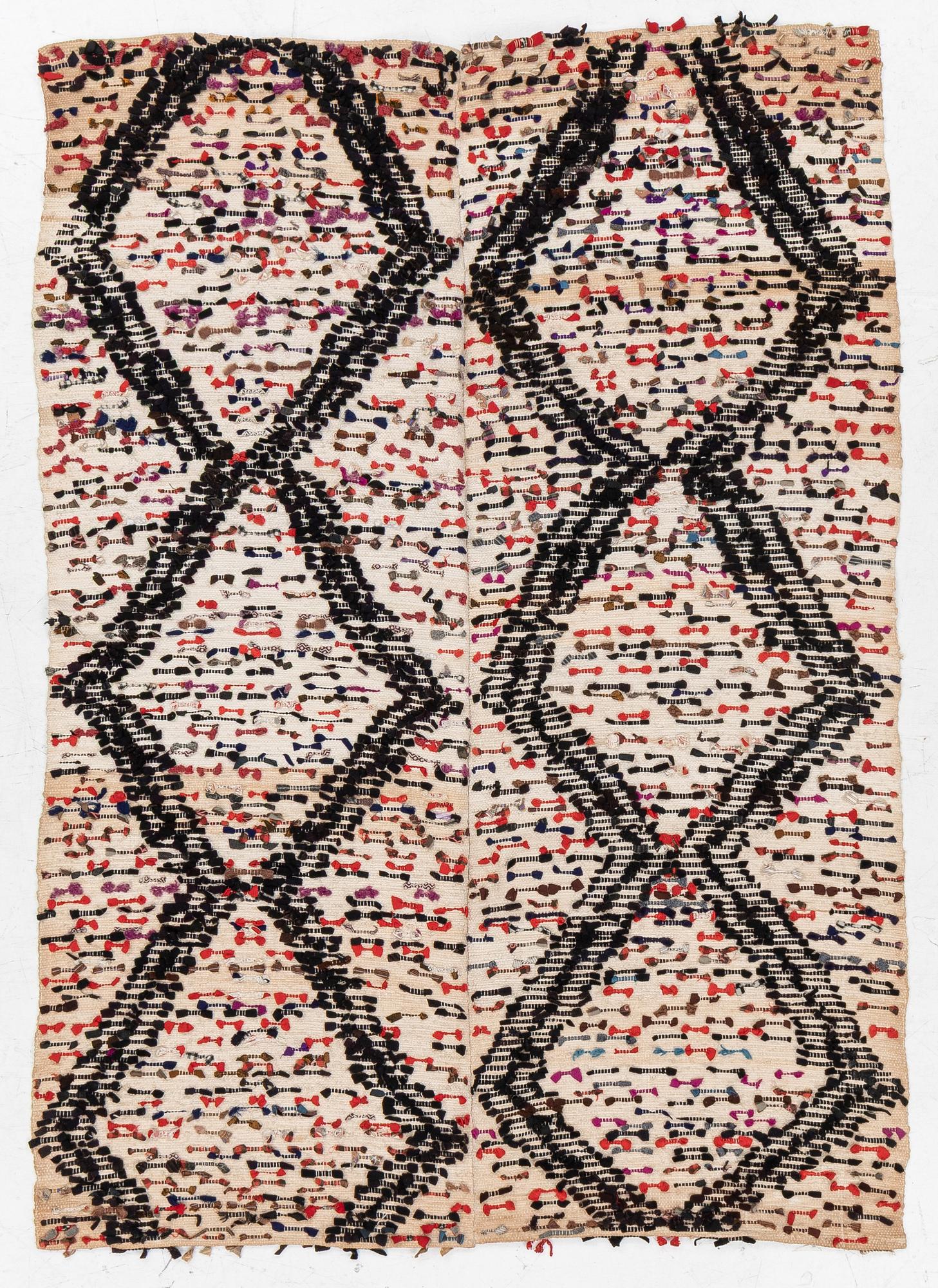 Sängtäcke,  s.k. sluns i trasväv, ca 180 x 127 cm, Hälsingland, 1800-tal.