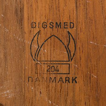 A Danish 1960s wall mounted spice rack in teak and glass from Digsmed.