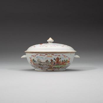 TERRIN med LOCK och FAT, kompaniporslin. Qingdynastin, Qianlong (1736-95).