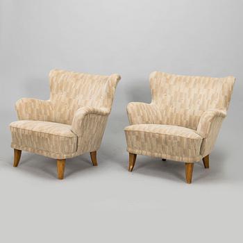 Ilmari Lappalainen, a pair of 1950's 'Laila' armchairs for Asko, Finland.