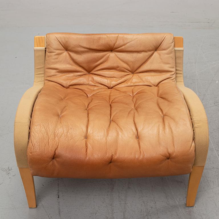 Bruno Mathsson, a "Pernilla" lounge chair with ottoman, DUX, Sweden, late 1900's.
