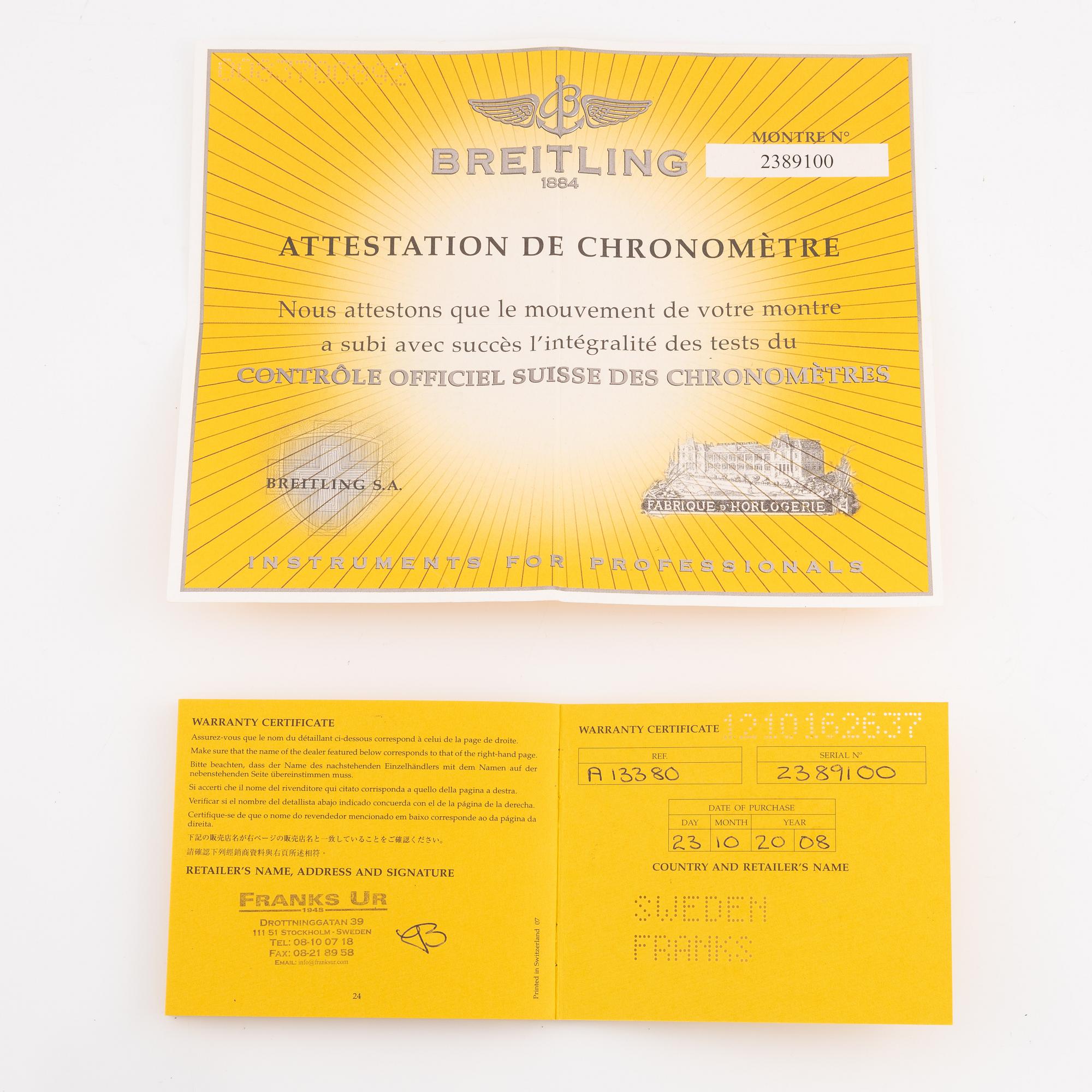 Breitling, Avenger, Skyland, chronograph, wristwatch, 45 mm.