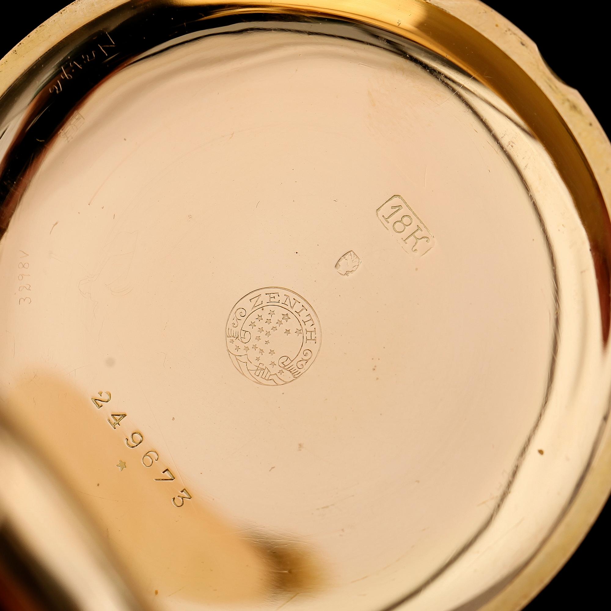 FICKUR, 18K guld, savonett, Zenith, 1900-talets första hälft.