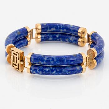 14K gold and lapis lazuli bracelet.
