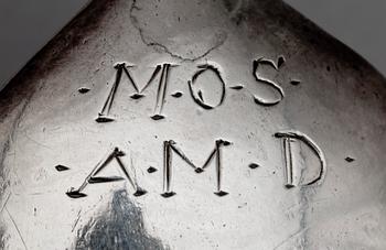 SUPSKED, silver, sannolikt David Richter dä, Stockholm 1630-1677. Vikt ca 45 g.