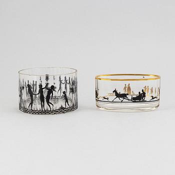 Two Art Nouveau glass bowls, Steinschönau, 1910's/20's.